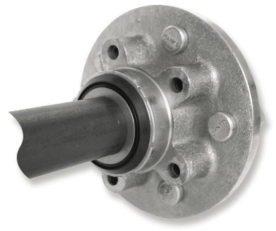 Hub and Stub Kits 1500kg Non-Braked 5x4 1/2x1/2 featuring a 38mm diameter stub axle and mounting flange.