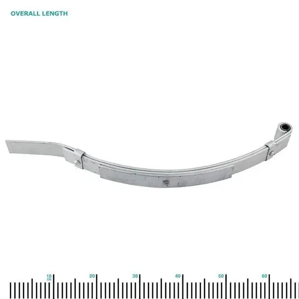 Trojan Multi-leaf Spring Kits 1500kg component showing overall length and curvature with Dacromet coating.