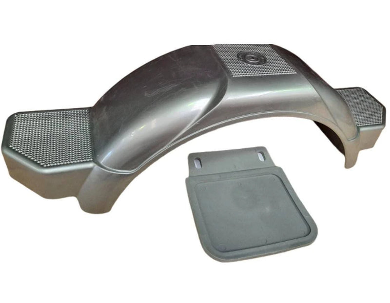 Mudguard 14in White Plastic [ea] - Product Code 316017 - Sold Individually, features single axle for 14 inch wheel.