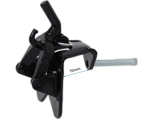 Wdh 600Lb 30" Round S/Bar W/Cam coupling hook with detailed measurement of 70mm for precise fitting.