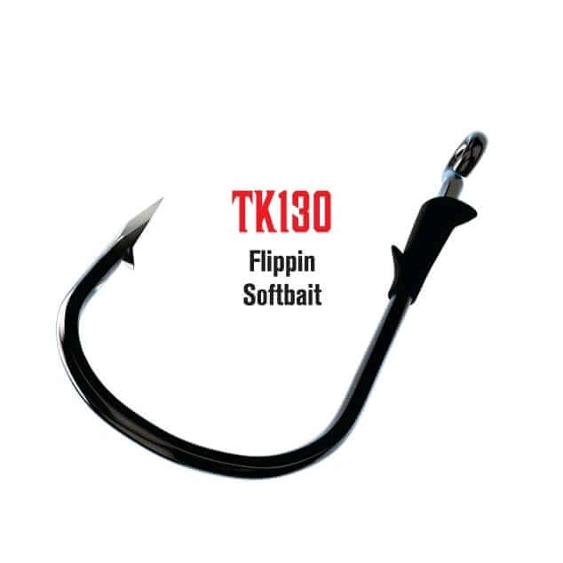 Trokar Hooks TK130 Flippin, Softbait 3/0 Pk4 displayed on a fishing hook image.