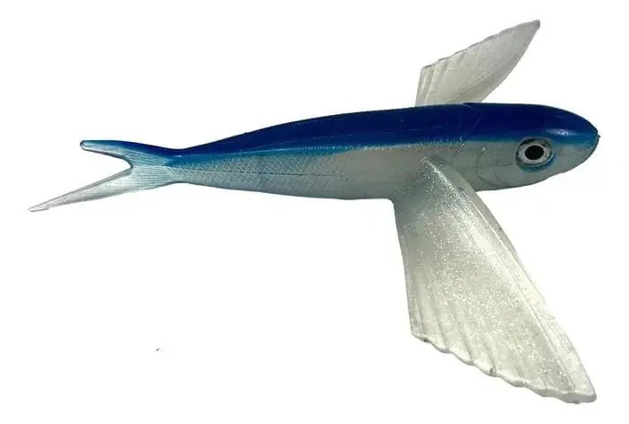 Trolling Bird Flying Fish Pvc Blue /White, designed for fishing with realistic movement and appeal.