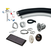 Truma Combi 4E Plus Water/Air Heater installation kit components including hoses and fittings.