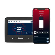 Truma Combi 6E AU Plus Water Air Heater controls and i-Net panel showing temperature settings.