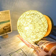 20cm Wooden Rattan LED Table Desk Bedside Night Light Lamp by salelink.co.nz