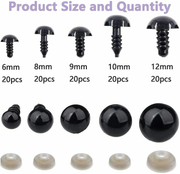 100Pcs Plastic Toy Screw Eyes Kit for Doll by salelink.co.nz