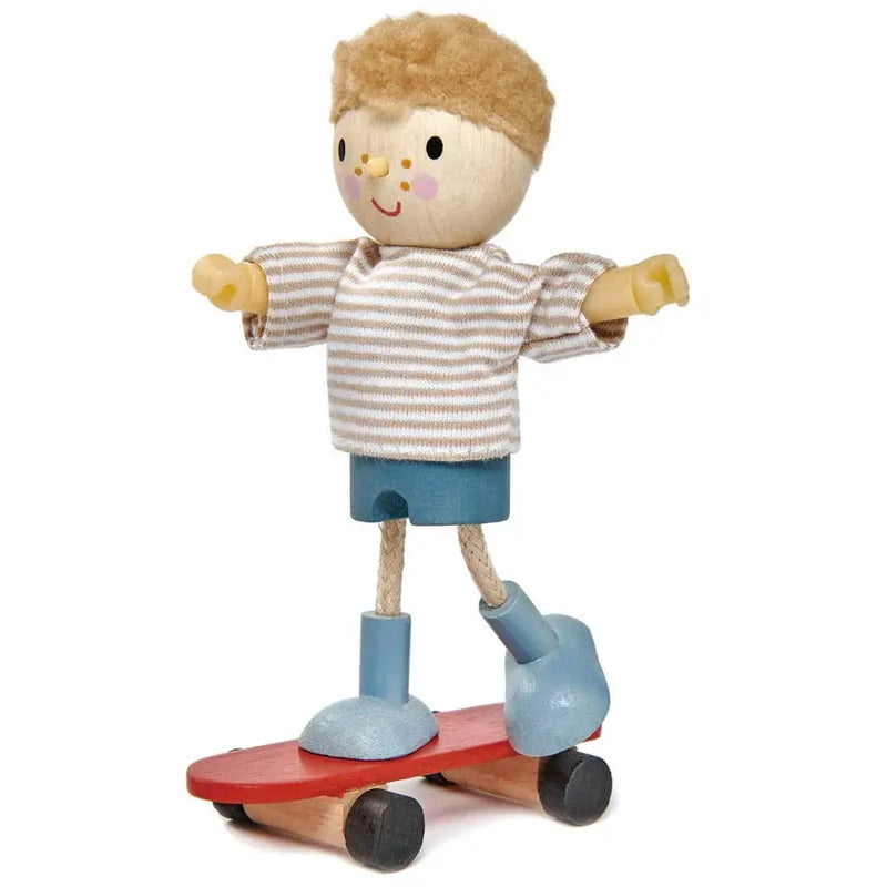 Edward with Skateboard - Tender Leaf Toys | Wooden Doll NZ by Curious Moonbeam