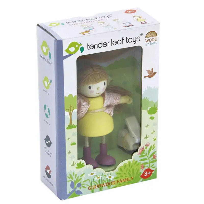 Amy and Rabbit Wooden Doll – Tender Leaf Toys | Wooden Doll NZ by Curious Moonbeam