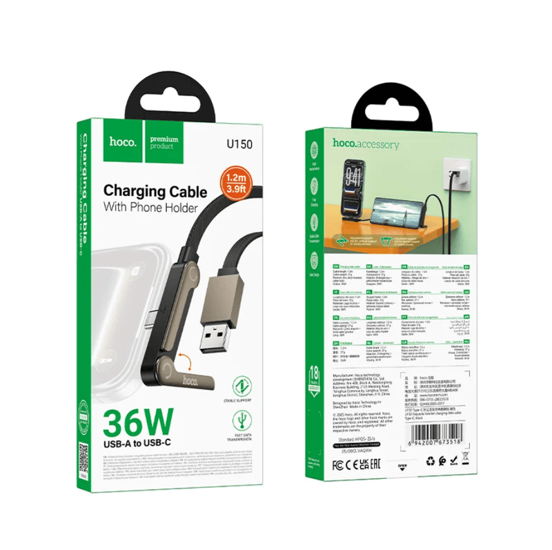 techplus TechPlus USB A To USB C 36W Fast Charging Cable With Kickstand 1.2m TechPlus USB A To USB C 36W Cable With Kickstand