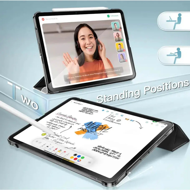 techplus Ultra-Thin PU Leather Magnetic Case with Pencil Holder for iPad Pro 11 (2018-2022) – Full Body Protective Folio Cover (Blue) Ultra Thin PU Leather Case For iPad Pro 11 Blue