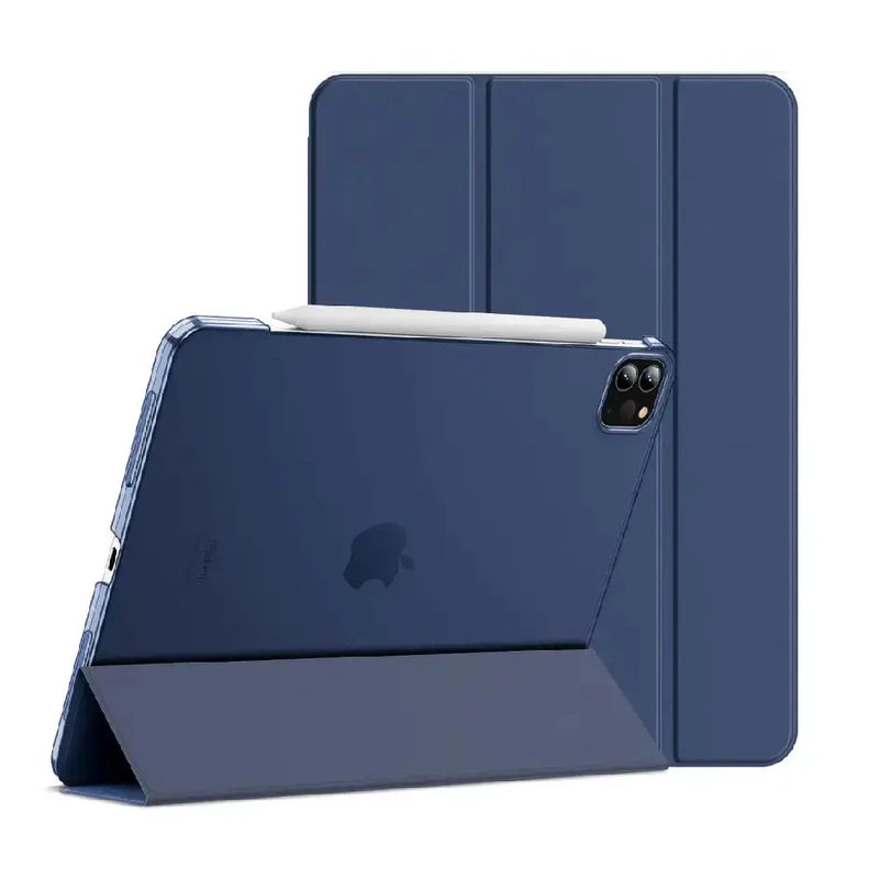 techplus Ultra-Thin PU Leather Magnetic Case with Pencil Holder for iPad Pro 11 2024/2025 – Full Body Protective Folio Cover (Blue) Ultra Thin PU Leather Magnetic Case For iPad Pro Blue
