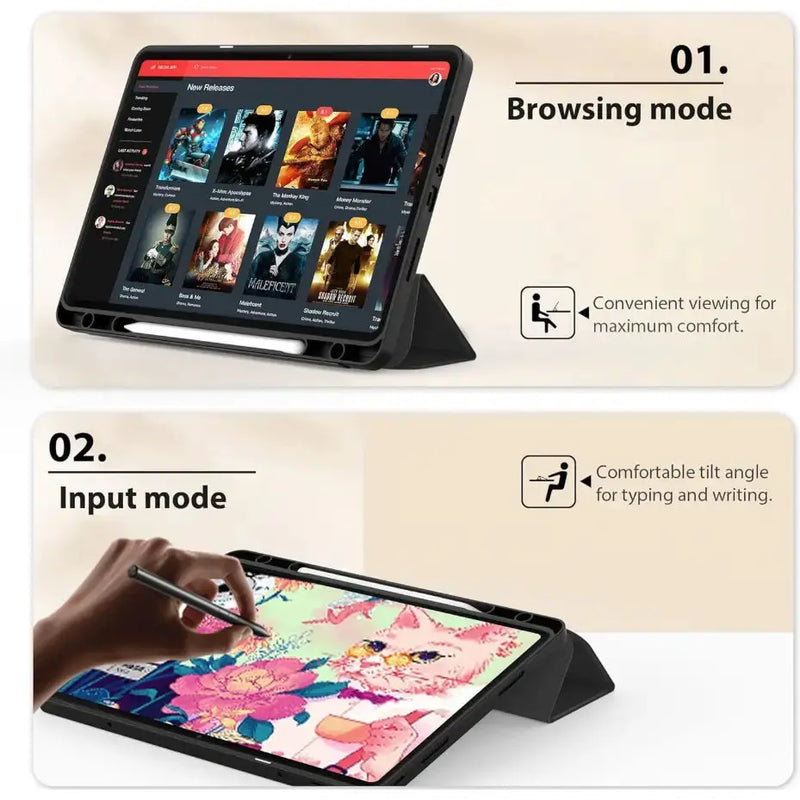 techplus Ultra-Thin PU Leather Magnetic Case with Pencil Holder for Samsung Galaxy Tab A11+ – Full Body Protective Folio Cover Ultra Thin PU Leather Magnetic Case for Galaxy Tab A11
