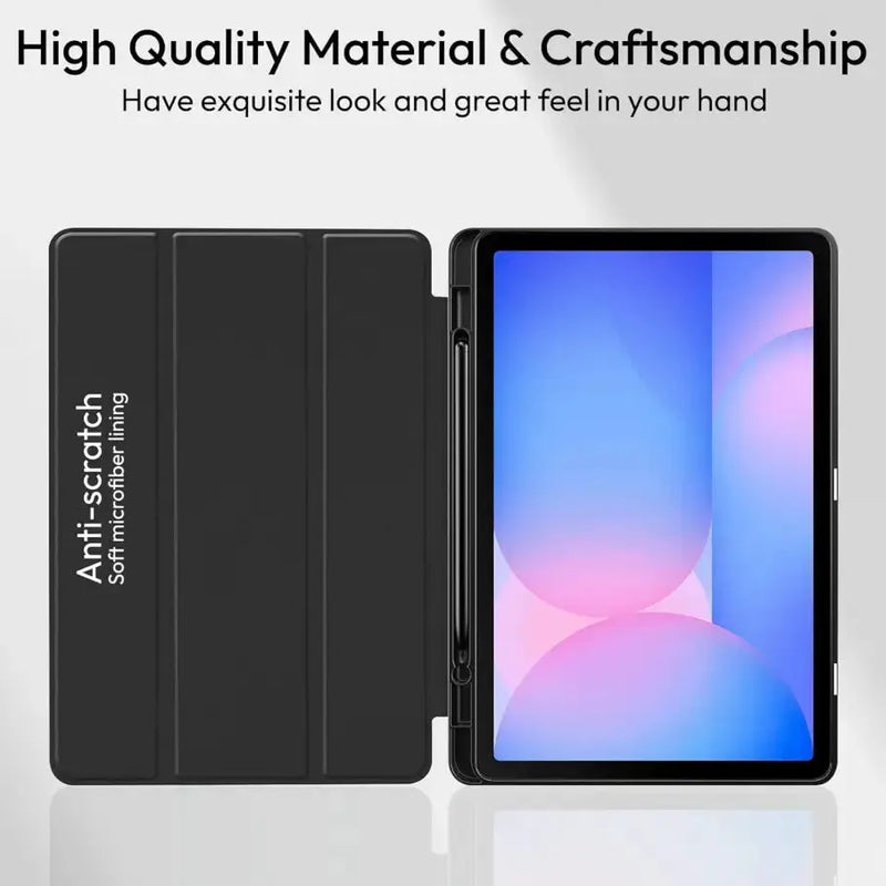 techplus Ultra-Thin PU Leather Magnetic Case with Pencil Holder for Samsung Galaxy Tab S9 FE – Full Body Protective Folio Cover Ultra Thin Leather Magnetic Case For Galaxy Tab S9 FE