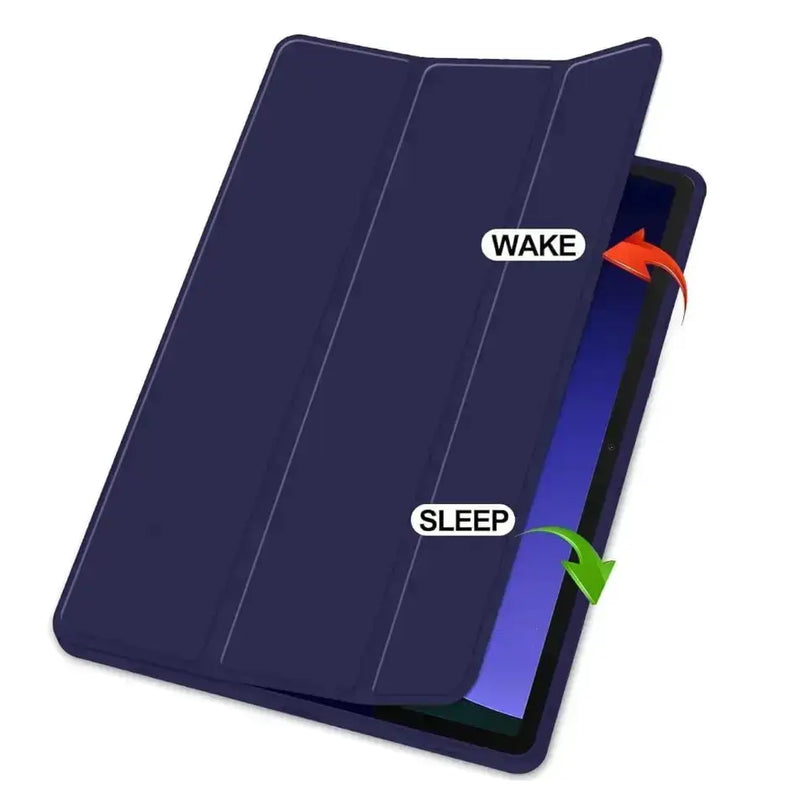 techplus Ultra-Thin PU Leather Magnetic Case with Pencil Holder for Samsung Galaxy Tab A9+ Plus – Full Body Protective Folio Cover (Blue) Ultra Slim PU Leather Magnetic Case For Galaxy Tab A9