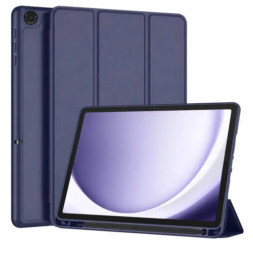 techplus Ultra-Thin PU Leather Magnetic Case with Pencil Holder for Samsung Galaxy Tab A9+ Plus – Full Body Protective Folio Cover (Blue) Ultra Slim PU Leather Magnetic Case For Galaxy Tab A9