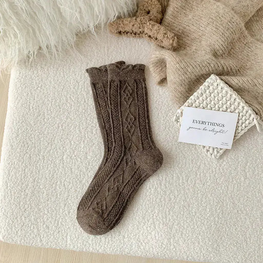Thick Diamond-Shaped Wool Mid-Thigh Socks for Fall/Winter - Warm Cozy Leg Warmers by Mead's Supply & Equipment Outfitters limited