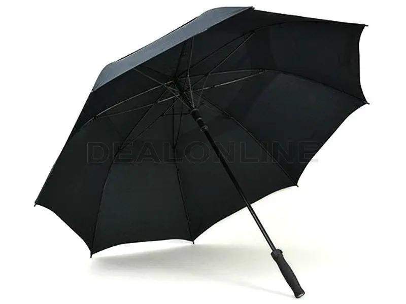 Black Double-Canopy Umbrella Windproof 150CM Large Auto-Open +Cover by dealonline.co.nz