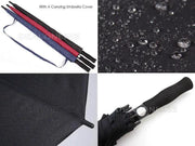 Black Double-Canopy Umbrella Windproof 150CM Large Auto-Open +Cover by dealonline.co.nz