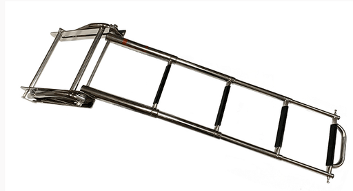 Under transom mount ladder 4 step with handle - durable, foldable design for easy water access.