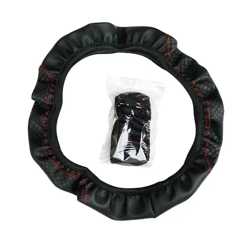 Universal 37/38cm Non-Slip Embossed Leather Car Steering Wheel Cover (3 colours available) by Habicare