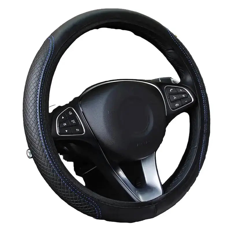 Universal 37/38cm Non-Slip Embossed Leather Car Steering Wheel Cover (3 colours available) by Habicare