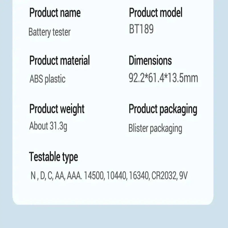 Universal Battery Tester for AA/AAA/C/D/9V/1.5V/3V (2 colours available) by Habicare