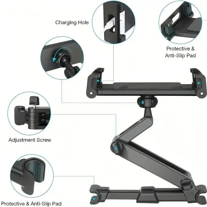 Universal Car Headrest Tablet & Phone Holder Mount (Black & Red) by Habicare