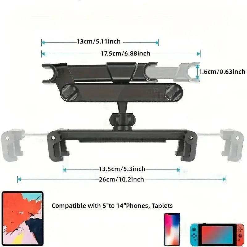 Universal Car Headrest Tablet & Phone Holder Mount (Black & Red) by Habicare