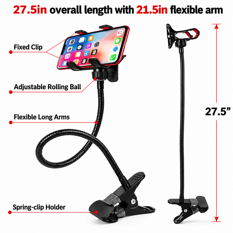 techplus Flexible Arm Phone Holder for Comfortable Hands-Free Use Flexible Arm Phone Holder for Comfortable Hands-Free Use