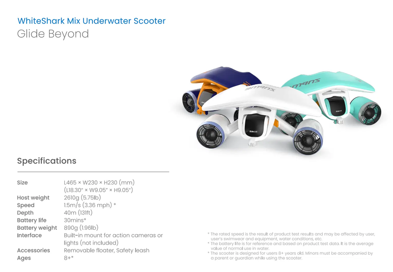 SUBLUE Whiteshark Mix Sea Scooter - Light Blue by salelink.co.nz