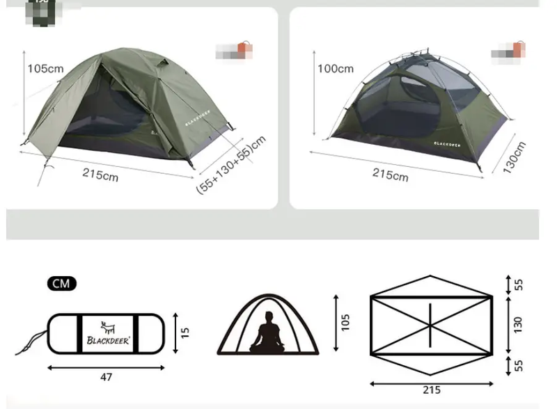 BlackDeer Double Layer Camping Tent - 2-3 Person Waterproof 3/4 Season Shelter with Aluminum Poles by Mead's Supply & Equipment Outfitters limited