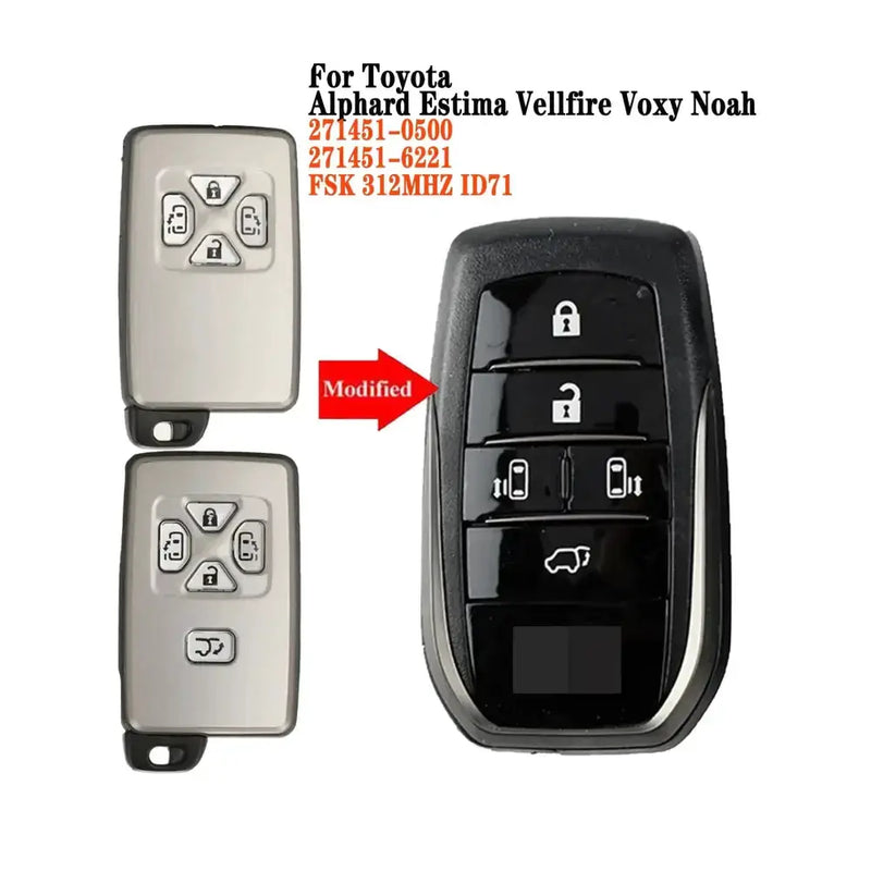 Smart Remote Key Replacement 312MHz ID71 for Toyota Alphard, Vellfire, Previa & Noah (2005–2014) by Habicare