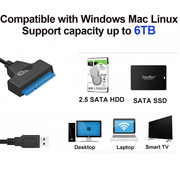 USB 3.0 to SATA Adapter Cable 2.5 Inch 5Gbps 22 Pin by techplus
