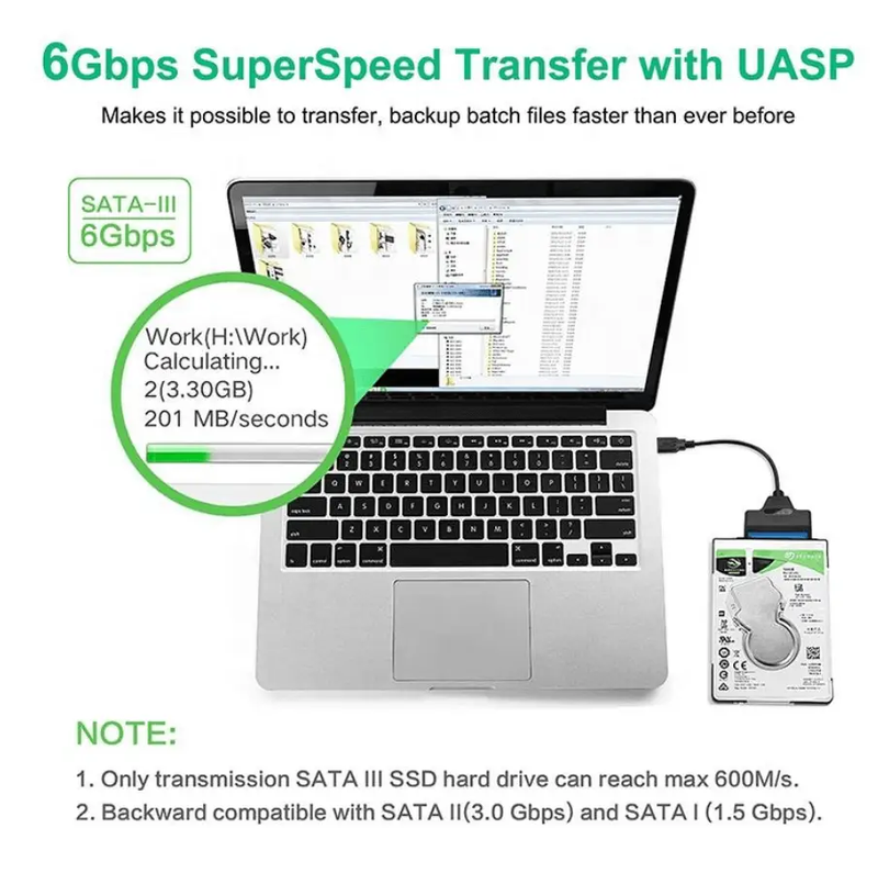 USB 3.0 to SATA Adapter Cable 2.5 Inch 5Gbps 22 Pin by techplus