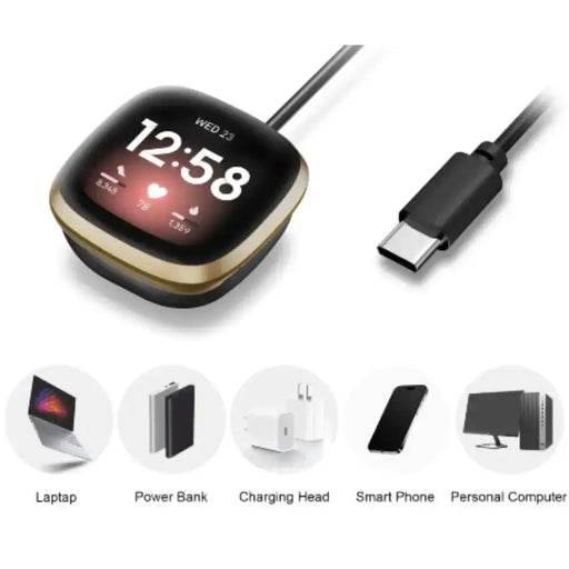 Charger Dock for Fitbit Versa 3/4 & Sense 1/2 (USB & Type C) by Habicare