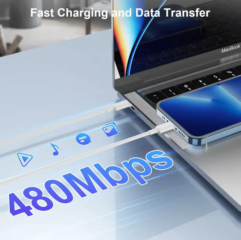 USB-C to Lightning Cable 1 Meter – Fast Charging iPhone & iPad Charger Cable by techplus