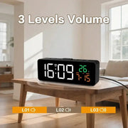 USB Digital Alarm Clock – TEMP & Date Display with 5-Level Brightness by Habicare