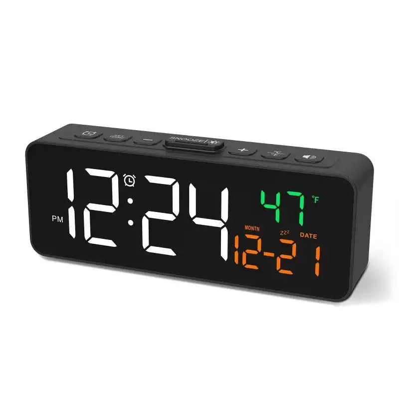 USB Digital Alarm Clock – TEMP & Date Display with 5-Level Brightness by Habicare