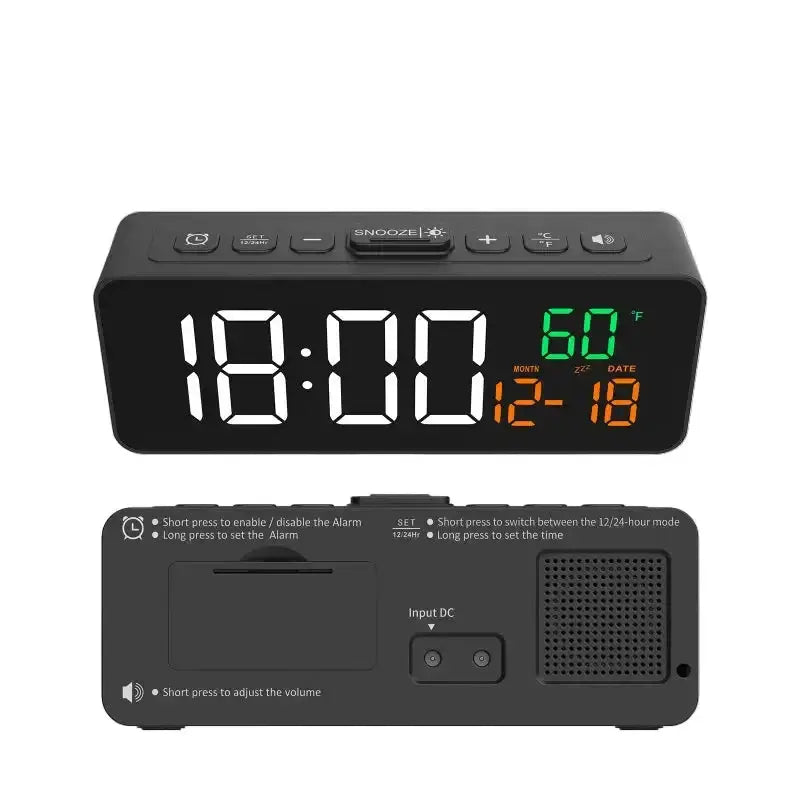 USB Digital Alarm Clock – TEMP & Date Display with 5-Level Brightness by Habicare