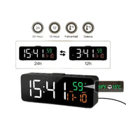 USB Digital Alarm Clock – TEMP & Date Display with 5-Level Brightness by Habicare