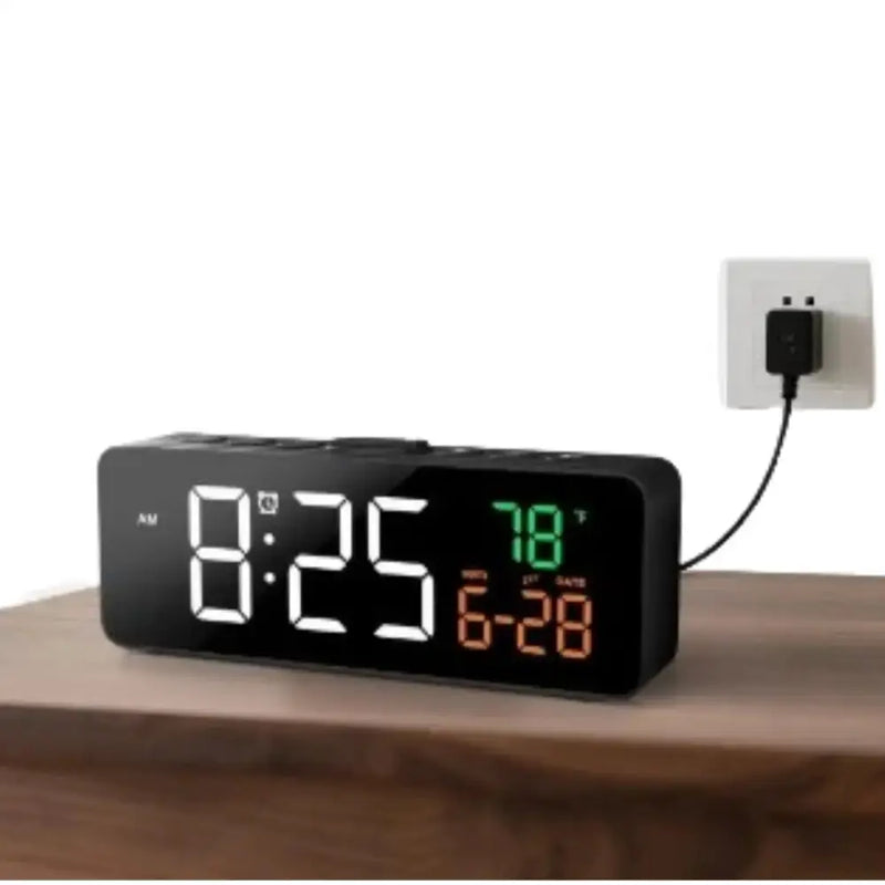 USB Digital Alarm Clock – TEMP & Date Display with 5-Level Brightness by Habicare