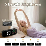 USB Digital Alarm Clock – TEMP & Date Display with 5-Level Brightness by Habicare