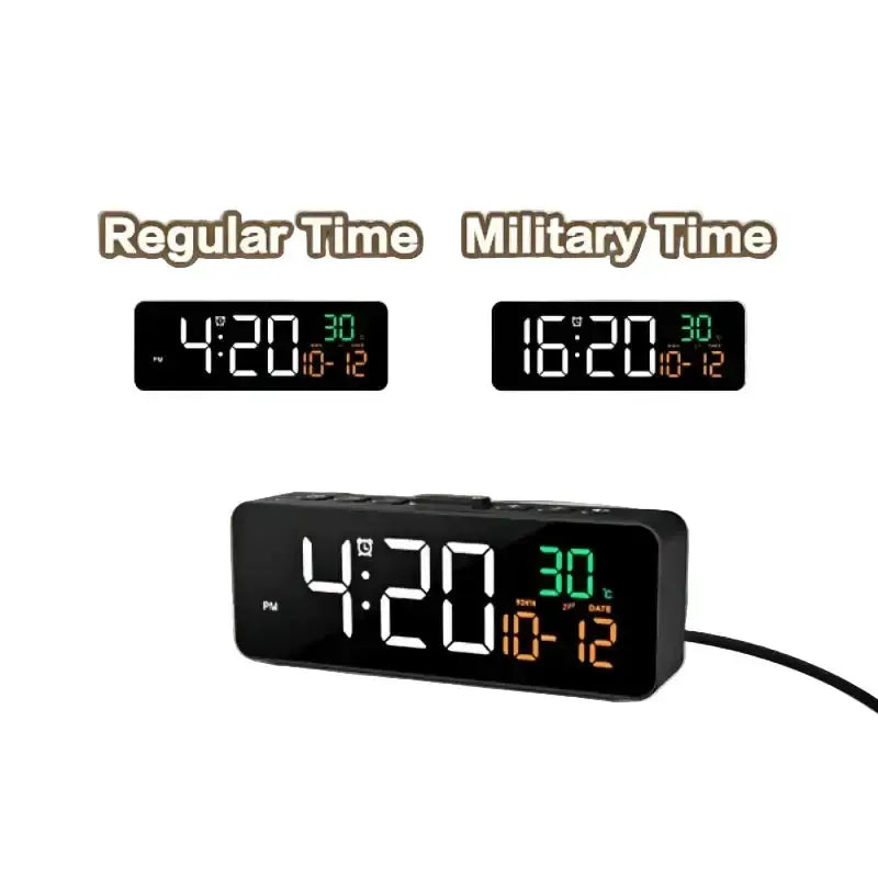 USB Digital Alarm Clock – TEMP & Date Display with 5-Level Brightness by Habicare
