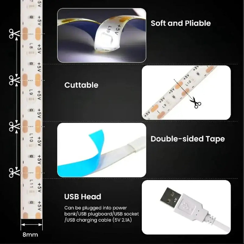 USB LED Strip Light (multiple options available) by Habicare