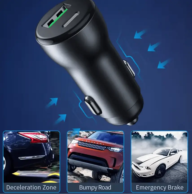Car Charger Type-C and USB Fast Charging Mobile Adapter by techplus