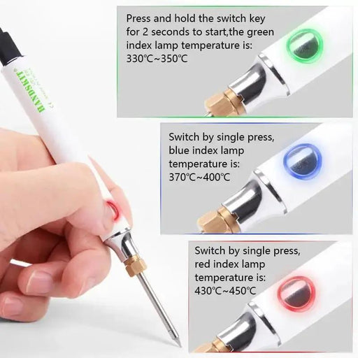 USB Soldering Iron Set - 8W Adjustable Temp, Ceramic Core & Tip by 9eight5