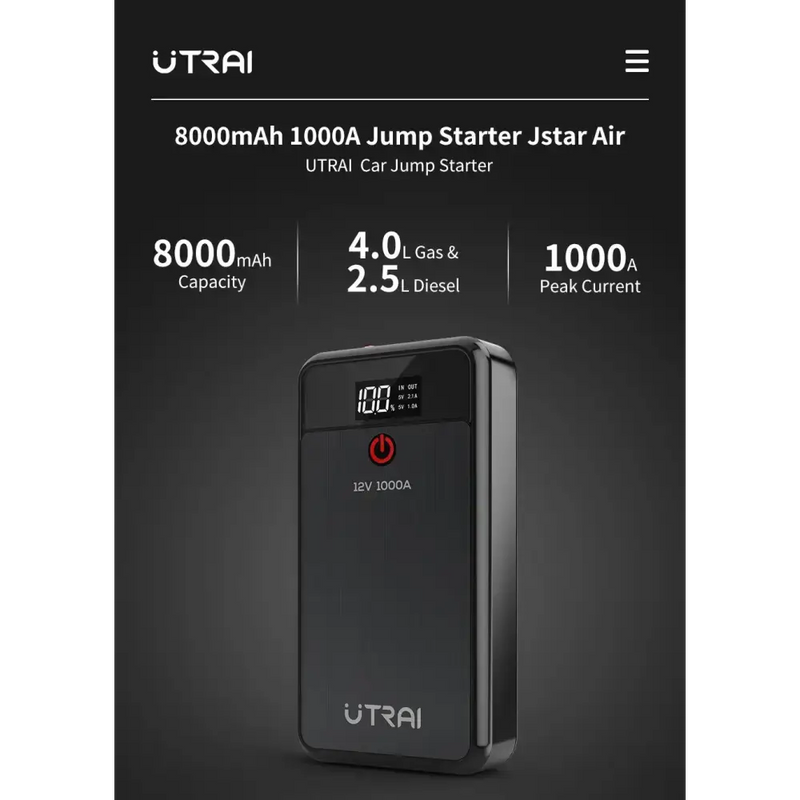 1000A Car Jump Starter & 8000mAh Emergency Power Bank by Habicare