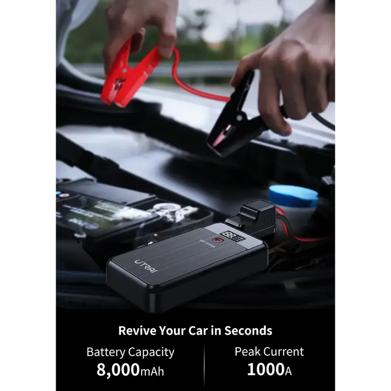 1000A Car Jump Starter & 8000mAh Emergency Power Bank by Habicare