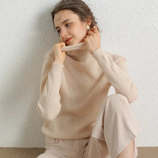 Women's 100% Merino Wool Turtleneck Sweater - Slim Fit, High Neck | Autumn Winter Layering by Mead's Supply & Equipment Outfitters limited