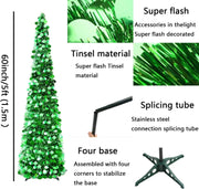 1.5M Collapsible Christmas Tinsel Tree Pop Up Artificial Xmas Tree by salelink.co.nz